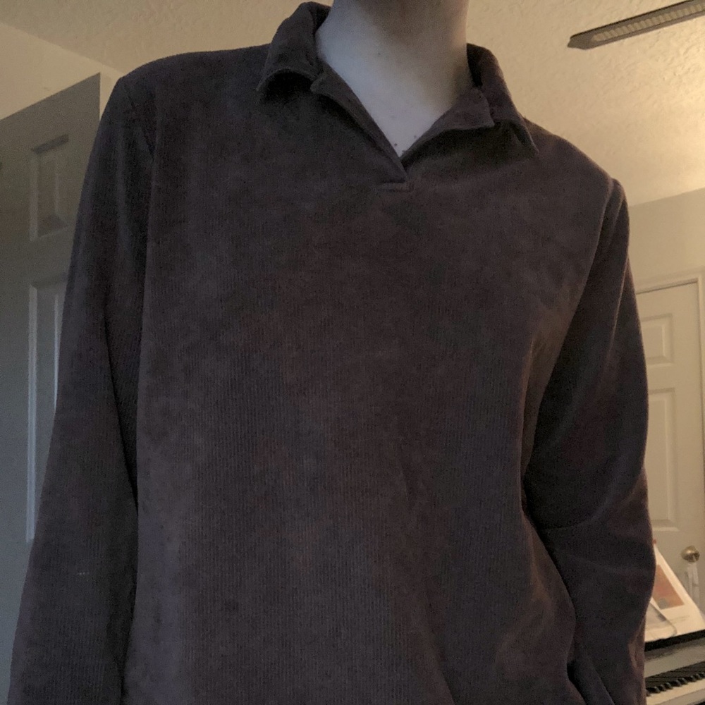 corduroy brown oversize long sleeve collar shirt